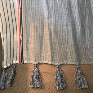 Tassel mixed striped scarf